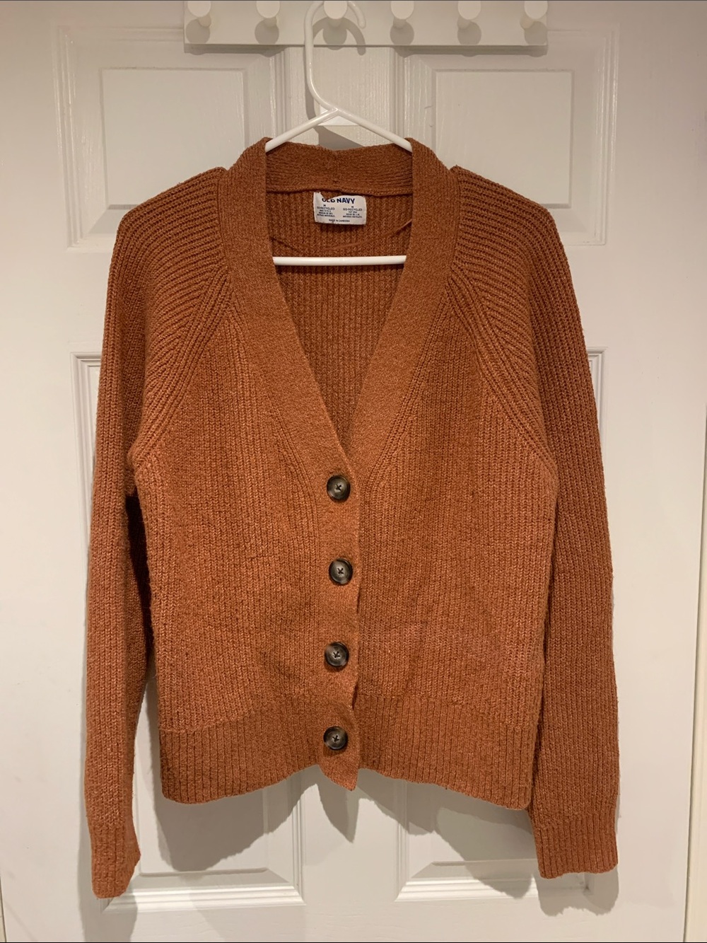 Old Navy Women's Rust Orange Button-Front Knit Cardigan